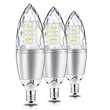 Rayhoo E12 Base LED Light Bulbs Dimmable, Candelabra LED Bulbs 10W, Incandescent 80-100W Bulb Equivalent, 3 Pack (White 6000K)