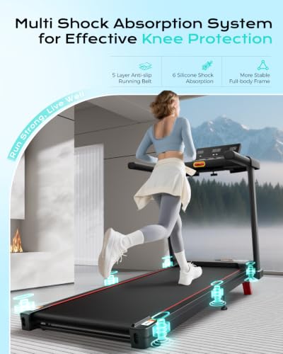 Image of TREAFLOW Walking Pad with Incline, Foldable Treadmill with Handrail for Home Office, Portable Walking Machine, Low Noise, LED Display, 6.2 MPH