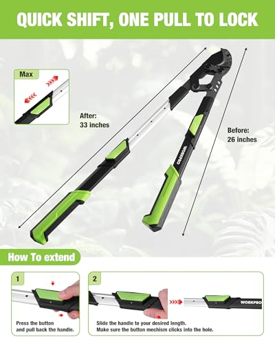 Tijeras de podar WORKPRO ajustables 26-33 pulg miniatura 2