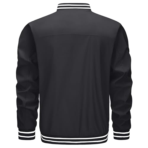Tacvasen TCTJ-295-202-BLACK-2XL Men'S Varsity Jackets Black Bomber Jackets Men Windproof Jackets Men Casual Jackets Men Spring Jackets Outdoor Jackets thumb #7