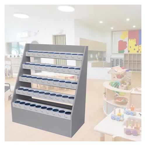 MZZKFC 4/5 Layers Metal Water Bottle Rack, Insulated Cup Storage Rack with PVC Protection Rings and Sticker?21/32/ 40 in Storage Shelf for Laboratory & Mall(40.6x19.7x47.2 in(5 Layers))