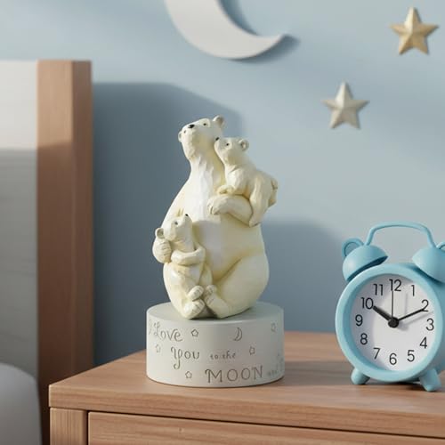 AIDLNS Polar Bear Family Music Box Figurine, “I Love You