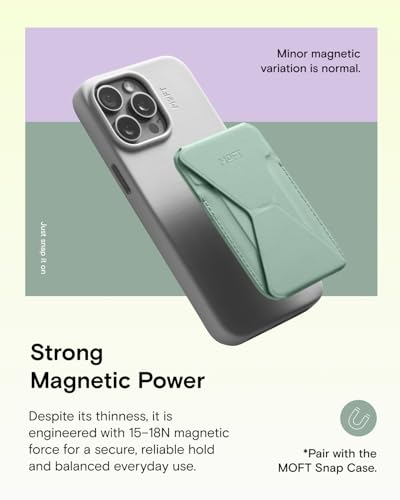Image of MOFT Magsafe Wallet Stand Compatible with iPhone 16 /15 /14 /13 /12 Series, Angle Adjustment & MOVAS Phone Stand,Light Seafoam