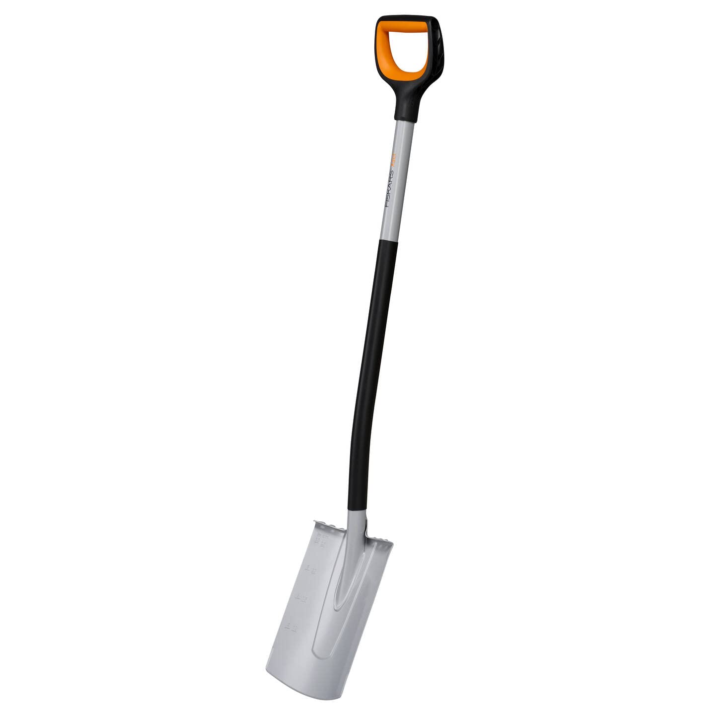 Fiskars Szpadel ogrodniczy do miękkich, mało kamienistych gleb, okrągły, długość: 120 cm, wzmocnione ostrze ze stali borowej, czarny/pomarańczowy, Xact, 1066730