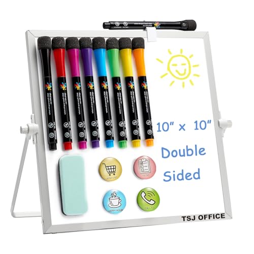 Image of TSJ OFFICE Small White Board - 10 X 10 Inches Silver Framed Dry Erase Board