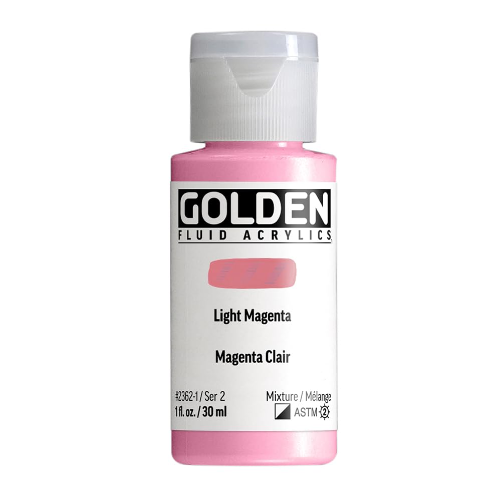 GOLDEN Fluid Acrylics, Light Magenta, 1 fl. oz. / 30 ml Bottle