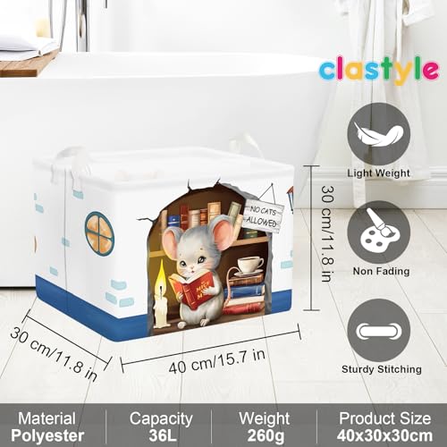 Image of Clastyle Mouse Reading Book Shelf Basket for Classroom Collapsible Toy Gift Kid Storage Basket Baby Clothes Organizer Nursery Bin