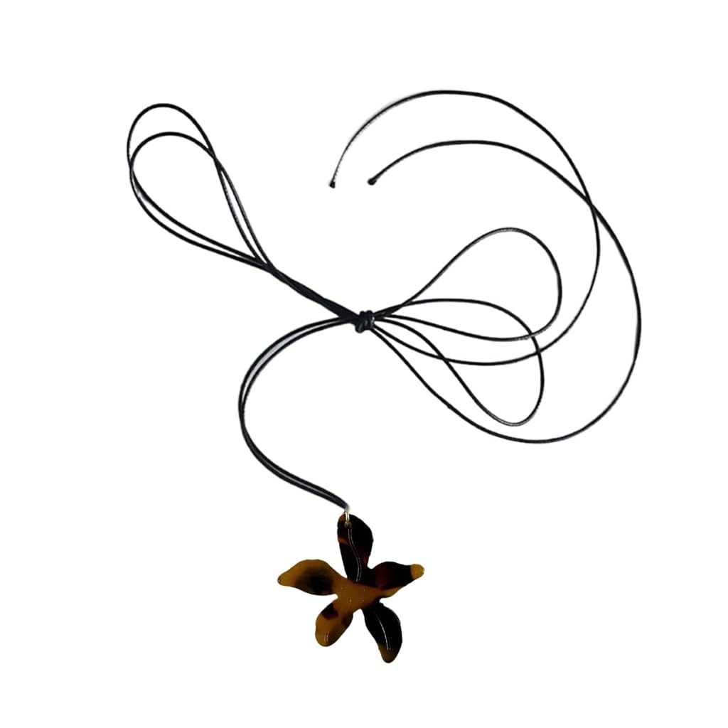 Kalttoy Girls Black Pendant Necklace Long Neck Chain Choker Adjustable Maple Leaf Charm Neckchain