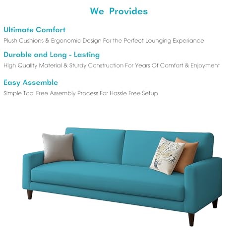 Image of Kathleen 3 Seater Sofa Set for Living Room - Foldable Convertible Couch Furniture for Home, Office or Guest Use, Modern Designer Stylish Comfortable (Turquise)