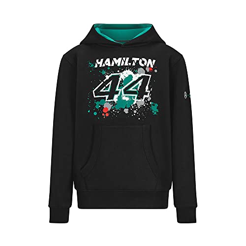 Mercedes AMG Petronas Formula One Team - Official Formula 1 Merchandise - Lewis Hamilton Kids #44 Hoodie - Black - L (13/14 Years)