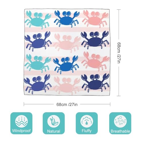 Crab Animal Sea Stripes Pattern Silk Scarf Square Scarves 27" X 27" Neck Scarf Headscarf Shawl Wrap Bandana for Hair Wrapping Headband for Women Ladies2