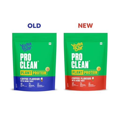 Image of Yogabar Pro Clean Plant Protein | Coffee Flavour with Monk Fruit | 25g Protein per Serving | Clean & Natural Blend | Vegan, No Added Sugar, Gluten-Free | 500g