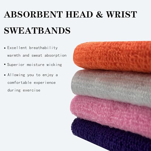 Imagerio 6 Pieces Sweatband Set Sports Headband Wristband Set thumb #5