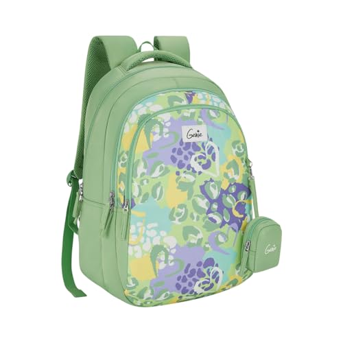 Image of Genie Backpack for Girls Laptop Sleeve, Three Compartments and Organiser with Padded Shoulders |Best for Books,Stationery,Lunch Box & Essentials