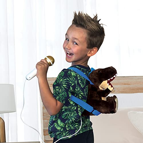Singing Machine, Presents The Sing Along Crew Speaker & Microphone Plush Kids Karaoke Backpack With Songs, Sound Effects & Recording, Lil Rex, Brown & Beige, (Smk010) #TOP5