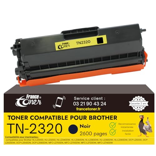 Toner noir TN-2320 haute qualité pour imprimante Brother MFC-L2700DW textes nets