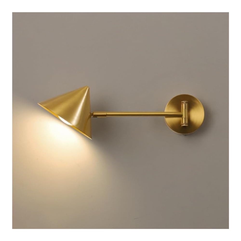 HXYSXHJUO Swing Arm Wall Sconce Brass Lamp with 180°+90° Adjustment Function, Modern LED Mounted for Bedroom Bedside Living Room Study Corridor Entryway Restaurant