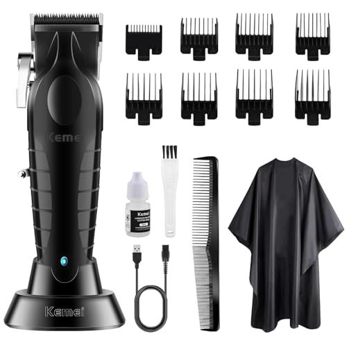 KEMEI 2296 Cortapelos para hombres, cortadora de pelo eléctrica inalámbrica profesional recargable de precisión, kit de corte de pelo de hoja en ajustable, familia