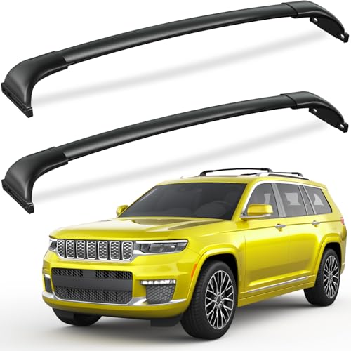 FengYu Roof Rack Cross Bars 300lbs Compatible with 2021-2026 Jeep Grand Cherokee L 3-Row and 2022 2023 2024 2025 2026 Grand Cherokee WL 2-Row All-Metal Aluminum Roof Rails Crossbars Rooftop Cargo Bars