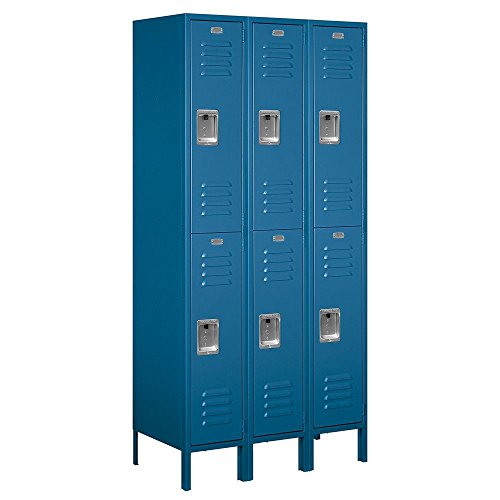 Salsbury Industries 62368BL-U Unassembled Standard Metal Locker with Double Tier, Blue