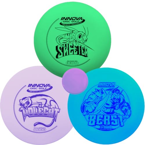 Innova Discs Golf DX 3 Disc Set | Driver, Midrange, Putter | Beast, Skeeter, Polecat + G3T Blank top mini