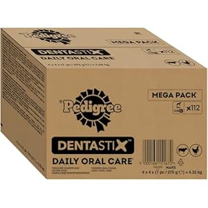 PEDIGREE DentaStix Zahnpflegesnack – 112 Stück – für große Hunde (+25kg) – Hundeleckerli mit Huhn– & Rindgeschmack für jeden Tag, Zahnpflege Hund für gesunde Zähne – 1 Großpackung
