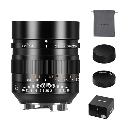 7artisans 75mm F1.25 Mark II Manual Focus Prime Lens Compatible for Leica M-Mount Cameras Like Leica M-M Leica M240 M3 M6 M7 M8 M9 M9p M10