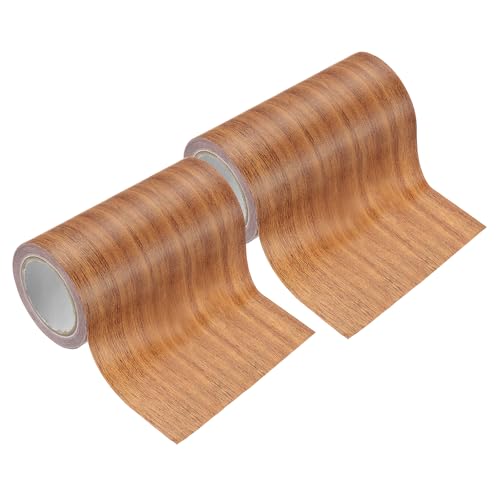 Image of PATIKIL Wood Grain Tape 4 inch x 15 Ft, 2 Pcs Self-Adhesive Wood Texture Repair Tape Realistic Wooden Effect Patch for Furniture Cabinets Floor Walls, Orange Oak