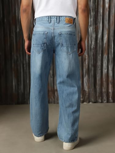 Image of High Star Men Washed Cotton Flared Fit Mid- Rise Jeans 22