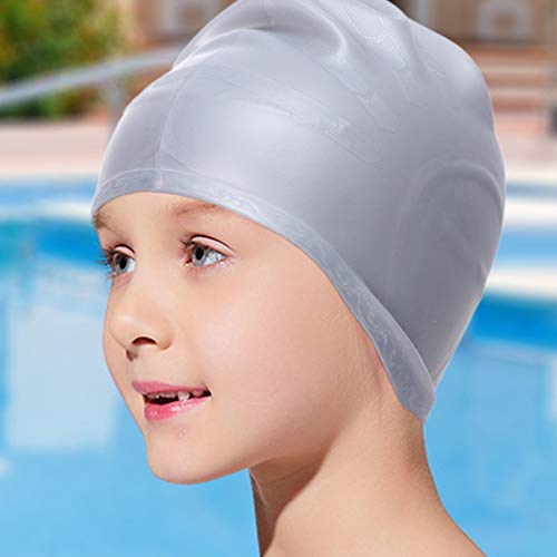 BESPORTBLE Touca de natação de silicone para cabelo longo à prova d'água para mulheres e homens, cr