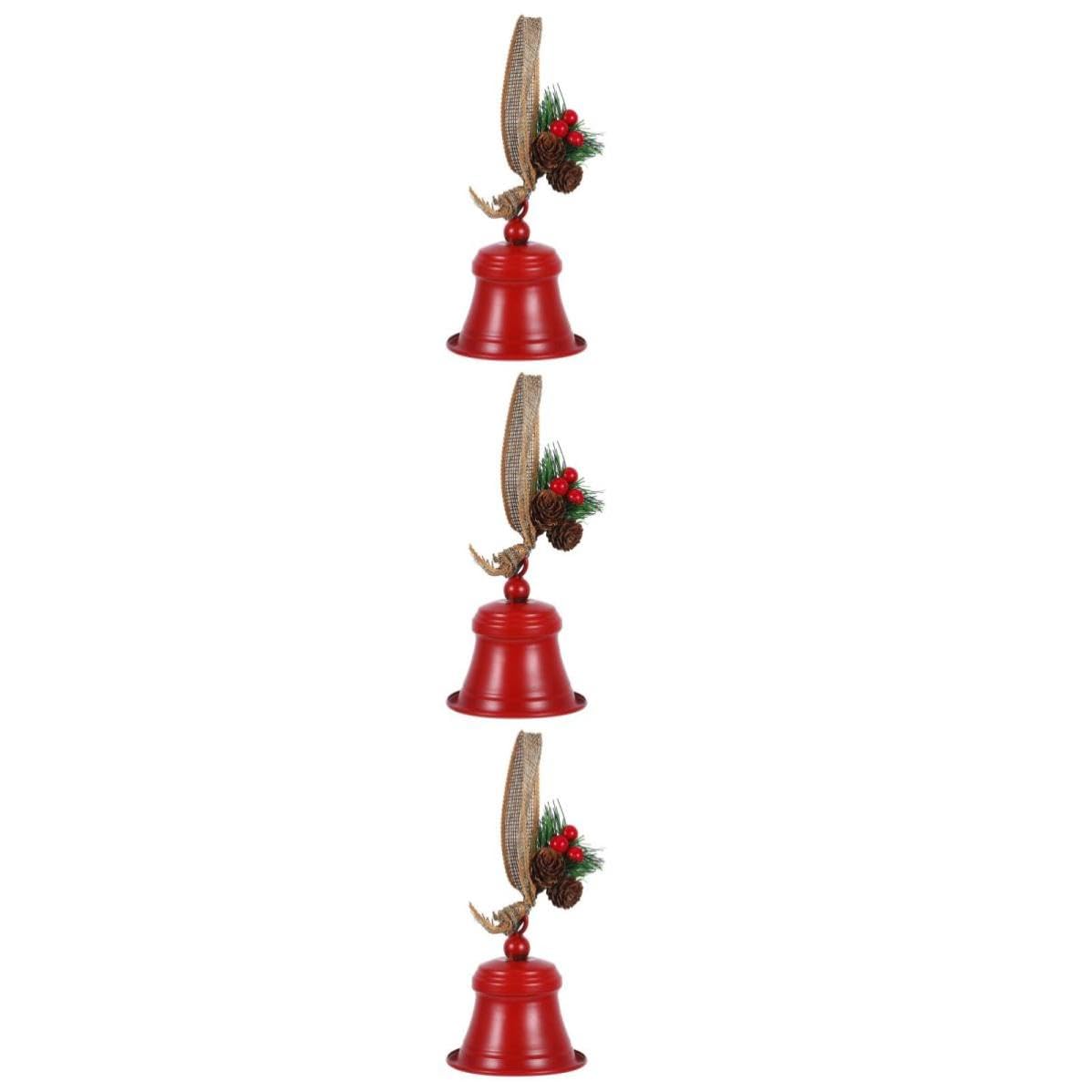 TOYANDONA 3 Pezzi Campanella di Ferro Rossa per Natale, Decorazione Rustica | Addobbi Natalizi Porta e Albero, Uso per Invitare Ospiti a Cena, Stile Classico Elegante
