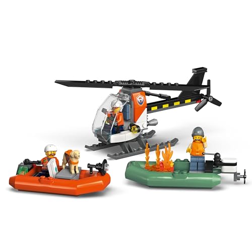 Image of LEGO City Coast Guard Rescue Boat & Helicopter - Pretend Play Set - Floating Boat Toys - 60504