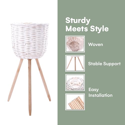 Hallops HALL-000114 Rattan Planter With Stand - Set Of 3 - Rattan Plant Pot With Legs For Home And Garden Decor thumb #2