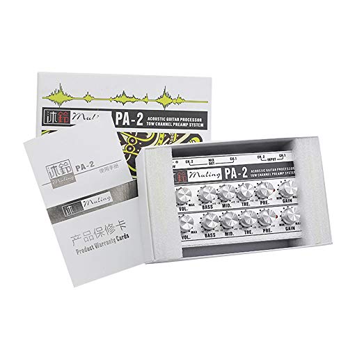 yeacher Guitarra amplificador operacional de dois canais pré-amplificador de guitarra acústica 2 can