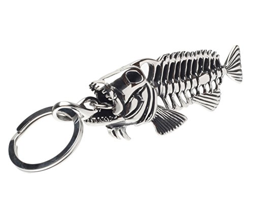 Ruth&Boaz Fishbone Style 316L Stainless Steel Strong Key Holder Key Ring Key Chain (Fishbone A)