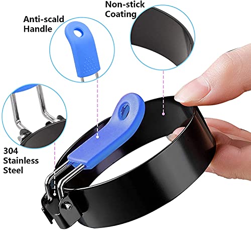 Professional Egg Ring Set For Frying Or Shaping Eggs - 4 Pack Round Egg Rings For Cooking - Stainless Steel Non Stick Mold Shaper Circles For Fried Egg Mcmuffin Sandwiches - Egg Maker Molds #TOP1