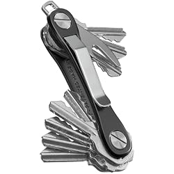 KeySmart Rugged - Multitool Key Holder for Keychain w/Bottle Opener and Pocket Clip, Organizer for Keys, EDC Keychains, Ring for Car Fobs Key Chains, Expandable (Up to 14 Keys, Black)