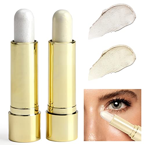 2 Pack Highlight And Glow Stick, Highlighter Makeup Contour Sticks Bronzer Facial Glitter Illuminator Cream Foundation Pen, Face Brightens Shades Pencil Shaping Trimming Tool Waterproof Long-Lasting #TOP1
