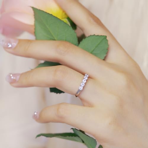 WES 925 Sterling Silver D Color VVS1 Lab Created Moissanite Wedding Band Full Eternity Stackable Wedding Rings for Women, Size 5-82