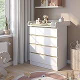 VitaliSpa Fasciatoio da mobile Emmi, Bianco/Rovere dorato, 80 x 111.7 cm con 4 cassetti