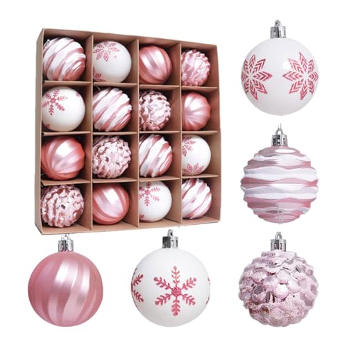 Bolas de Navidad, bolas de de Navidad, bolas de árbol de Navidad inastillables, juego de 16 colgantes decorativos opacos, decoraciones de bolas de Navidad para árbol de Navidad, paredes