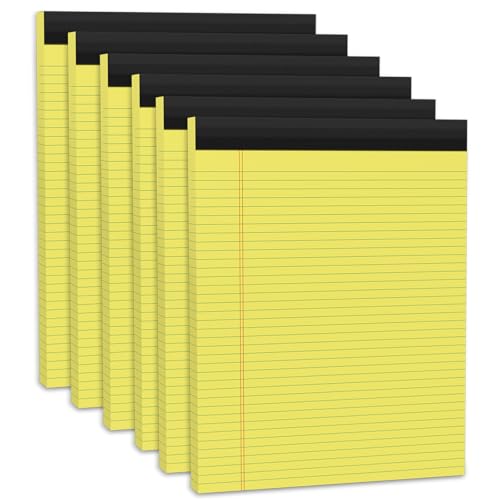 Gelber Notizblock A4 Kollegium Regiert Block Liniert a4, 6 Stück Legal Notizblöcke A4 Schreibblöcke Schmal liniert Notizblock, 30 Blatt Pro Notizblöcke für Arbeit Studie Tägliche Notizaufnahme Liste