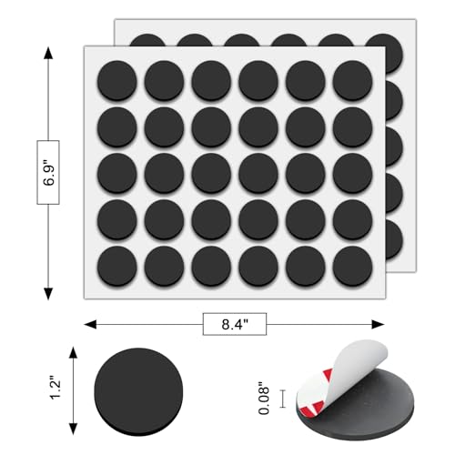 Image of Towjug Adhesive Round Magnets for Crafts 1.2x0.08, 60 Pcs Flexible Sticky Magnetic Dots for DIY