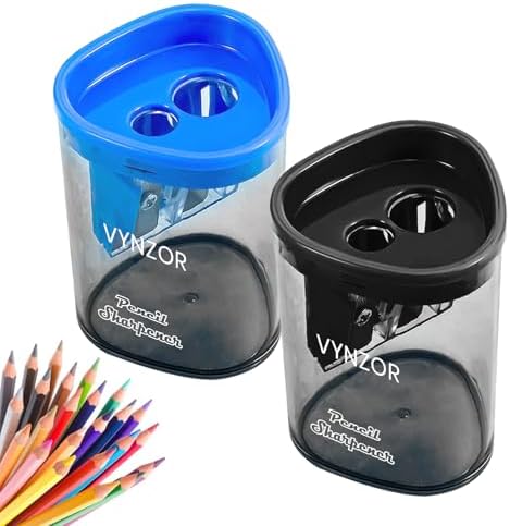 2 PCs Pencil Sharperner with Container Dual Holes (8mm, 12mm)- Handheld ...