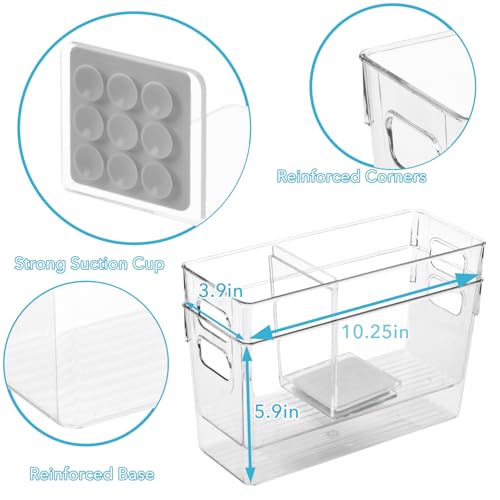Ugotfeels Breastmilk Storage Container with L Shaped Separator Boards, Dividers Will Flatten Standing Breast Milk Bags in Organizer Bins Save Refrigerator Space | 2 Containers-Gray