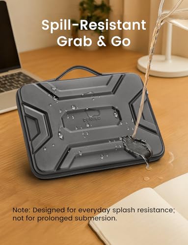 Image of DOMISO 15.6 inch Laptop Sleeve, Shockproof and Waterproof EVA Protective Laptop Case, Laptop Sleeves for 16 inch MacBook Pro /Max M2 M1 2019-2023,15 inch-16 inch HP Dell Asus Laptop,Dell XPS 15, Dark Grey