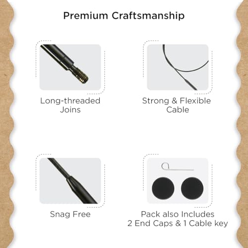 Image of Knitter's Pride Black Nylon Coated Stainless Steel Swivel Cables - 50 inch inch
