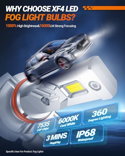Image of SEALIGHT 9145 H10 LED Fog Light Bulbs 16000LM Brightness, 9140 9145 Fog Lights LED 6000K White Strong Penetration, 2025 Upgrade Liquid-cooled Copper Tubing H10 Fog Lights, Pack of 2
