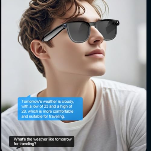 Image of Aeoss Smart AI Glasses with 8MP HD Camera, Bluetooth Audio, Object Recognition, Real-Time Voice Translation, and Dual Lenses (Photo & Video Recording, Open-Ear Music, Touch Control) for Men & Women
