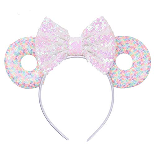 Love Fairy Lovely Donut Mickey Mouse Ears Headband Bowknot Hair Hoop for Travel Party Festivals (#7)
